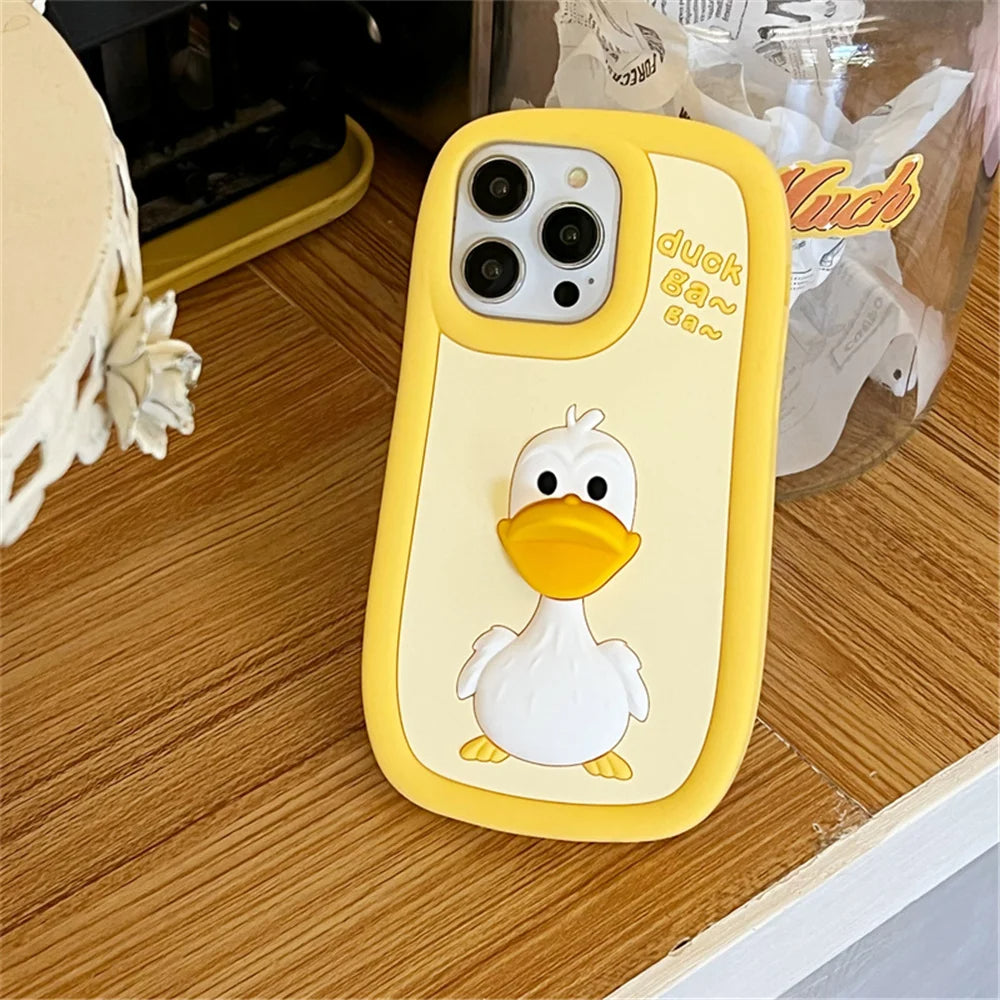 ZEROTO ZR001 3D Cute Yellow Duck Soft Silicone Case Cover For iPhone 11 12 13 14 15 16 Pro Plus Max