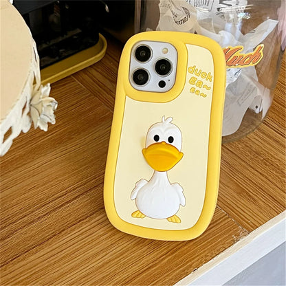 ZEROTO ZR001 3D Cute Yellow Duck Soft Silicone Case Cover For iPhone 11 12 13 14 15 16 Pro Plus Max