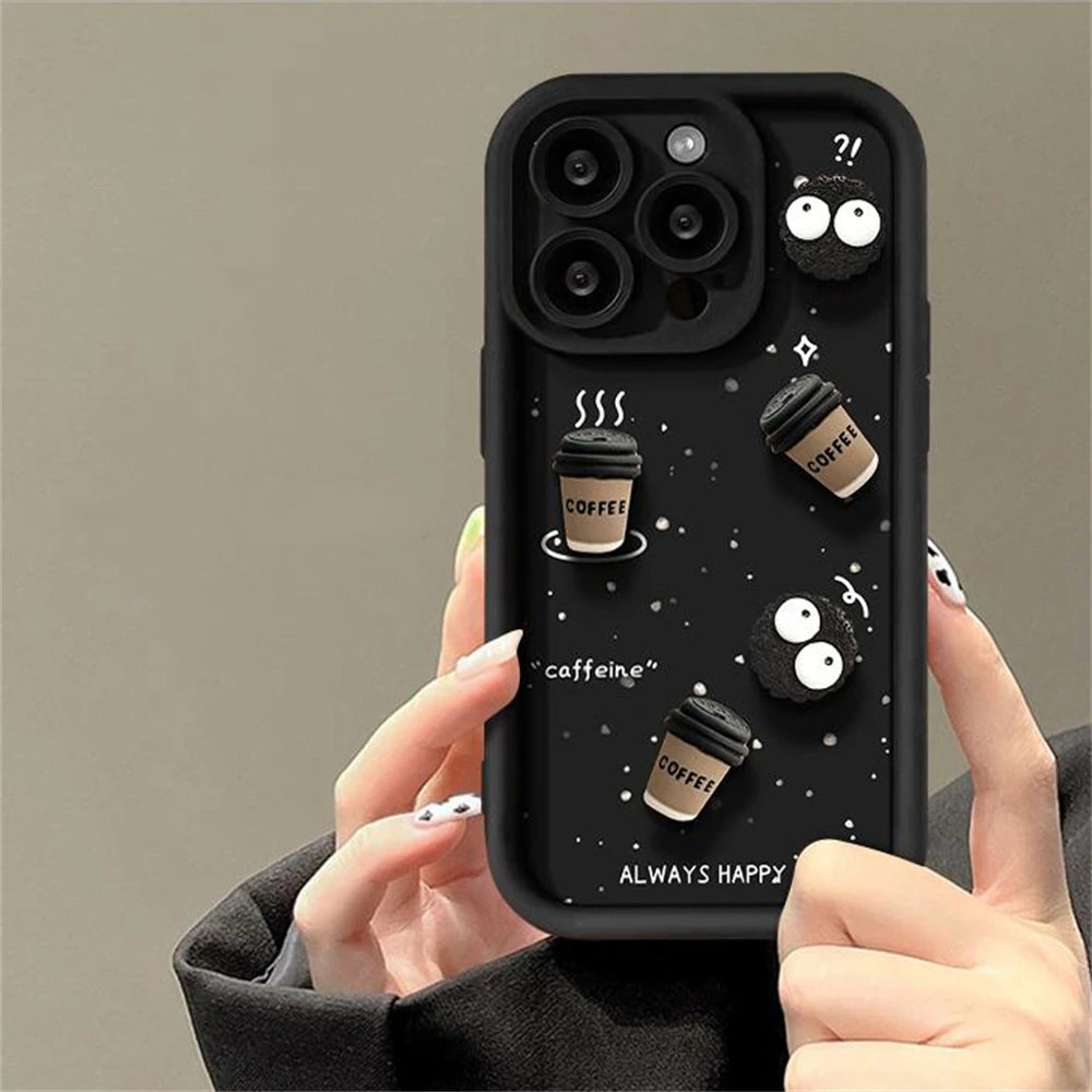 ZEROTO Pack Of 2 Case | Cute Fun Cartoon 3D Ball Coffee & Spidey Face Mask Soft Silicone Case