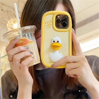 ZEROTO ZR001 3D Cute Yellow Duck Soft Silicone Case Cover For iPhone 11 12 13 14 15 16 Pro Plus Max