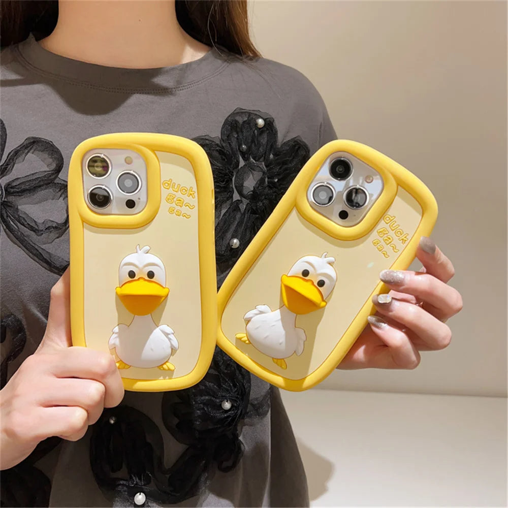 ZEROTO ZR001 3D Cute Yellow Duck Soft Silicone Case Cover For iPhone 11 12 13 14 15 16 Pro Plus Max