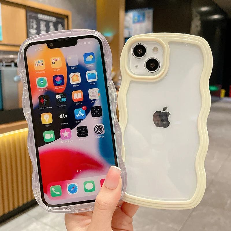 ZEROTO ZR021 Back Case Cover | Wavy Border Transparent | Slim Fit | Camera Protection | Shockproof TPU Case