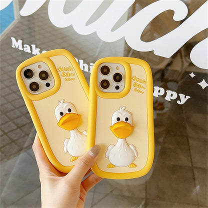ZEROTO ZR001 3D Cute Yellow Duck Soft Silicone Case Cover For iPhone 11 12 13 14 15 16 Pro Plus Max