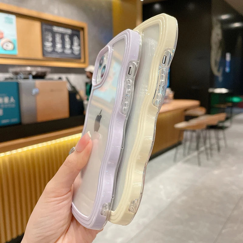 ZEROTO ZR021 Back Case Cover | Wavy Border Transparent | Slim Fit | Camera Protection | Shockproof TPU Case