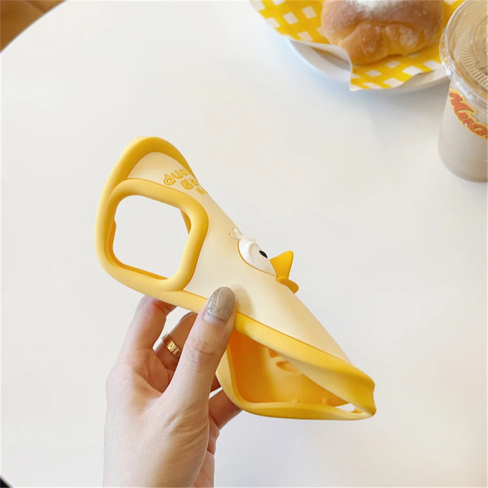 ZEROTO ZR001 3D Cute Yellow Duck Soft Silicone Case Cover For iPhone 11 12 13 14 15 16 Pro Plus Max