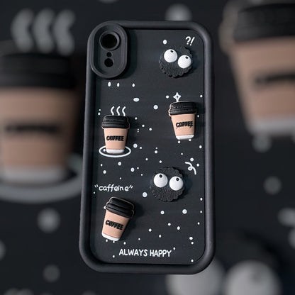 ZEROTO Cute Design 3D Cartoon Coffee Case Cover For iPhone 7 8 X XR 11 12 13 14 15 16 Pro Plus Max