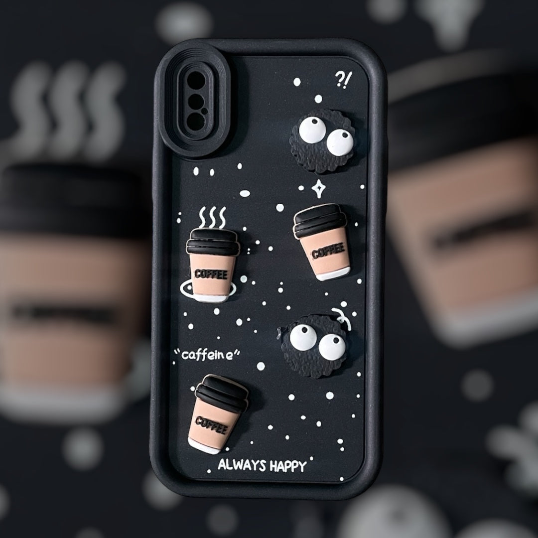 ZEROTO Cute Design 3D Cartoon Coffee Case Cover For iPhone 7 8 X XR 11 12 13 14 15 16 Pro Plus Max