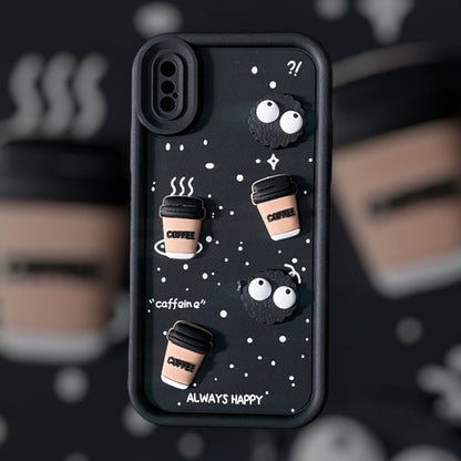 ZEROTO Cute Design 3D Cartoon Coffee Case Cover For iPhone 7 8 X XR 11 12 13 14 15 16 Pro Plus Max