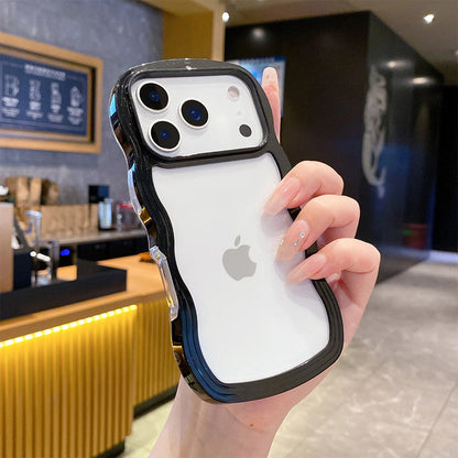 ZEROTO ZR021 Back Case Cover | Wavy Border Transparent | Slim Fit | Camera Protection | Shockproof TPU Case