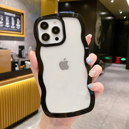 ZEROTO ZR021 Back Case Cover | Wavy Border Transparent | Slim Fit | Camera Protection | Shockproof TPU Case