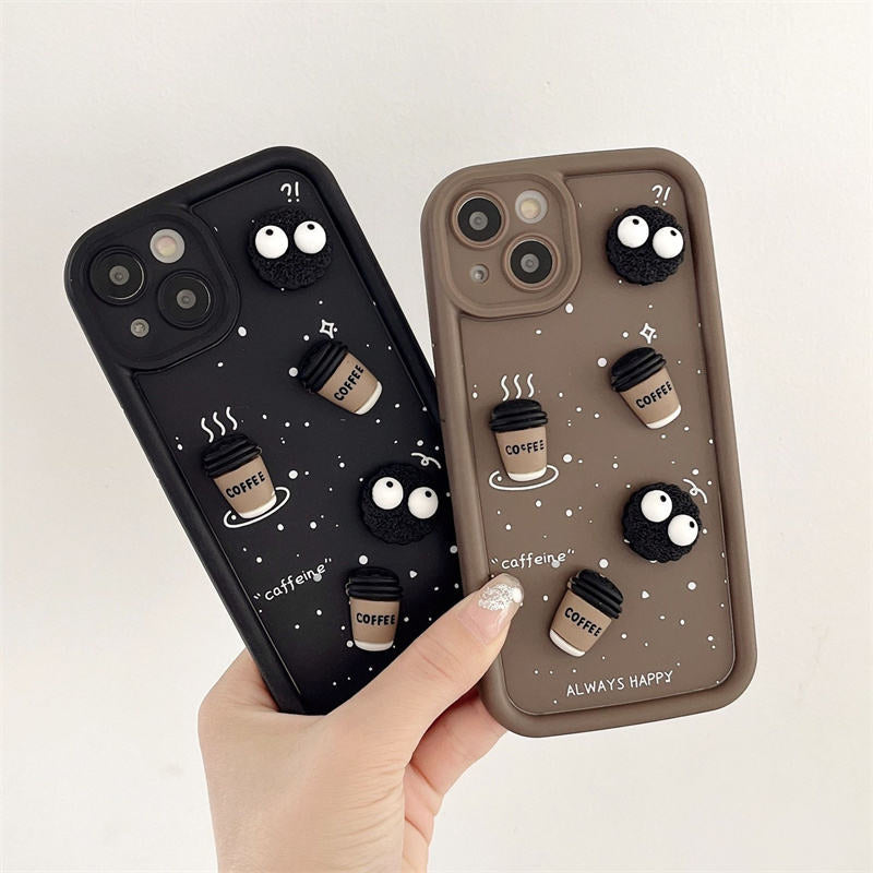 ZEROTO Pack Of 2 Case | Cute Fun Cartoon 3D Ball Coffee & Spidey Face Mask Soft Silicone Case