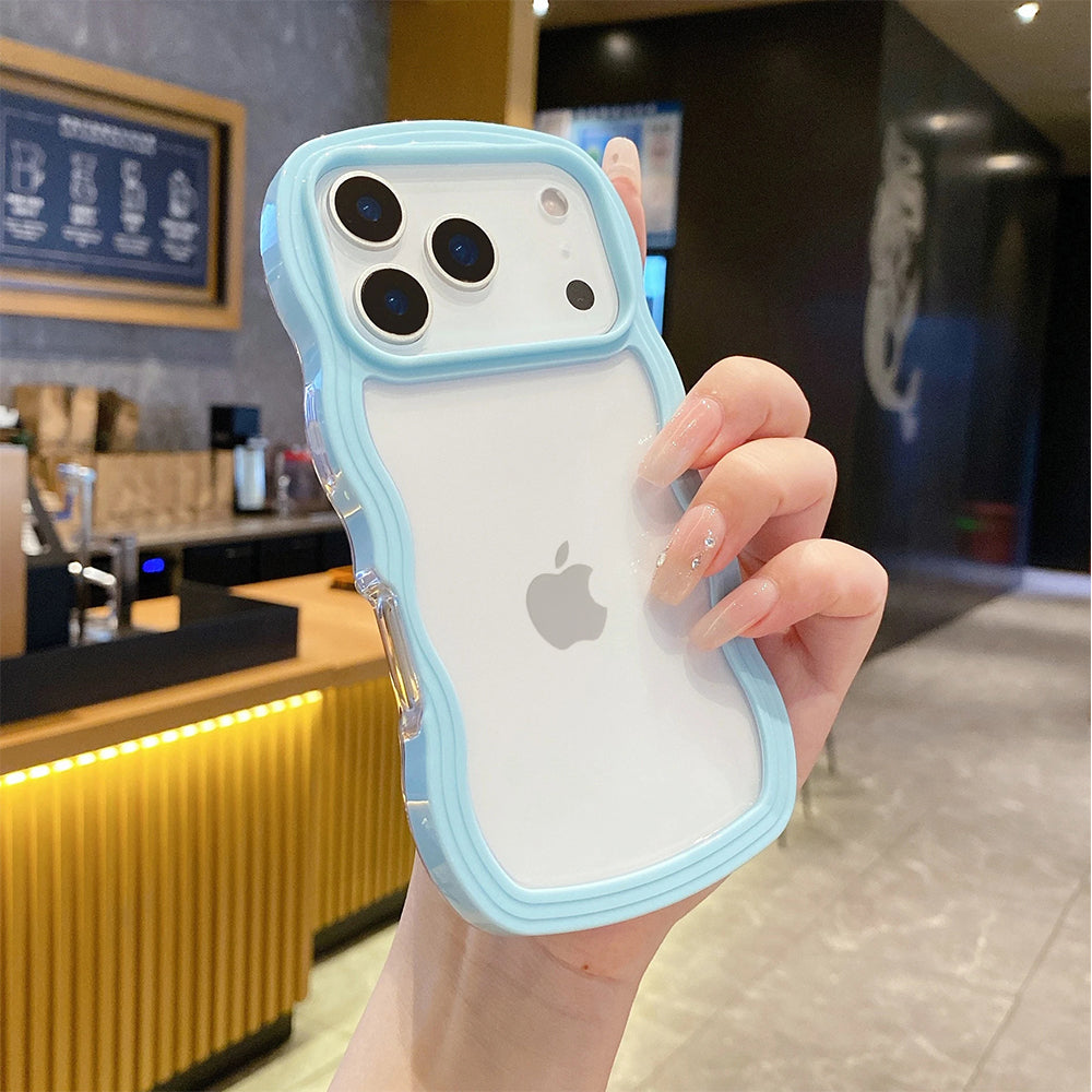 ZEROTO ZR021 Back Case Cover | Wavy Border Transparent | Slim Fit | Camera Protection | Shockproof TPU Case