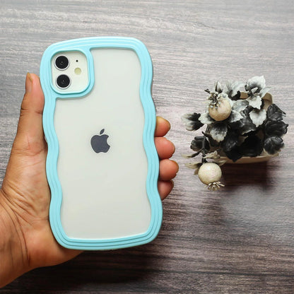 ZEROTO ZR021 Back Case Cover | Wavy Border Transparent | Slim Fit | Camera Protection | Shockproof TPU Case