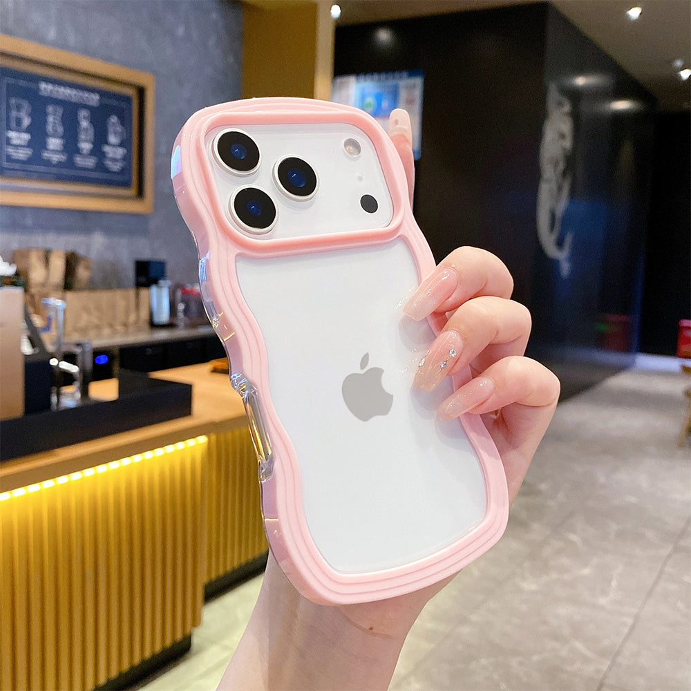 ZEROTO ZR021 Back Case Cover | Wavy Border Transparent | Slim Fit | Camera Protection | Shockproof TPU Case