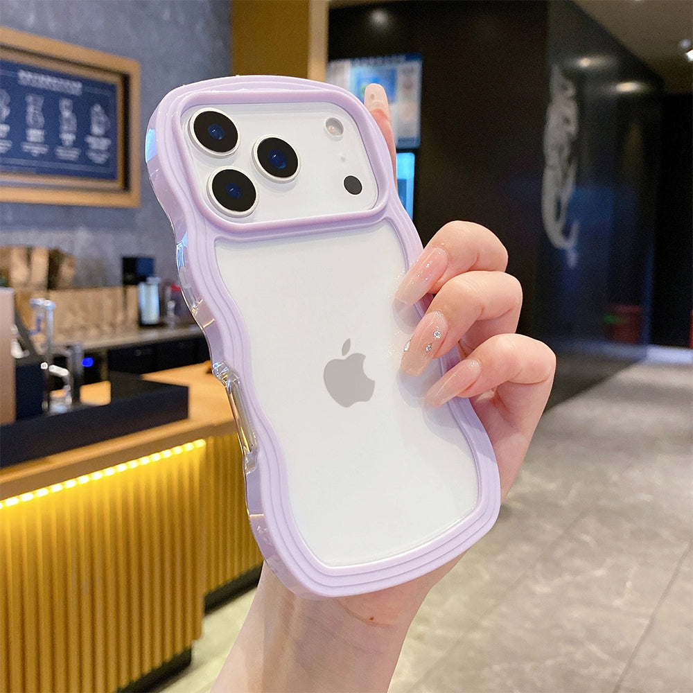 ZEROTO ZR021 Back Case Cover | Wavy Border Transparent | Slim Fit | Camera Protection | Shockproof TPU Case