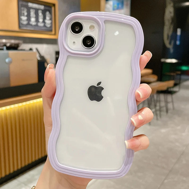 ZEROTO ZR021 Back Case Cover | Wavy Border Transparent | Slim Fit | Camera Protection | Shockproof TPU Case