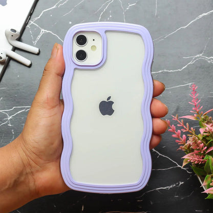 ZEROTO ZR021 Back Case Cover | Wavy Border Transparent | Slim Fit | Camera Protection | Shockproof TPU Case