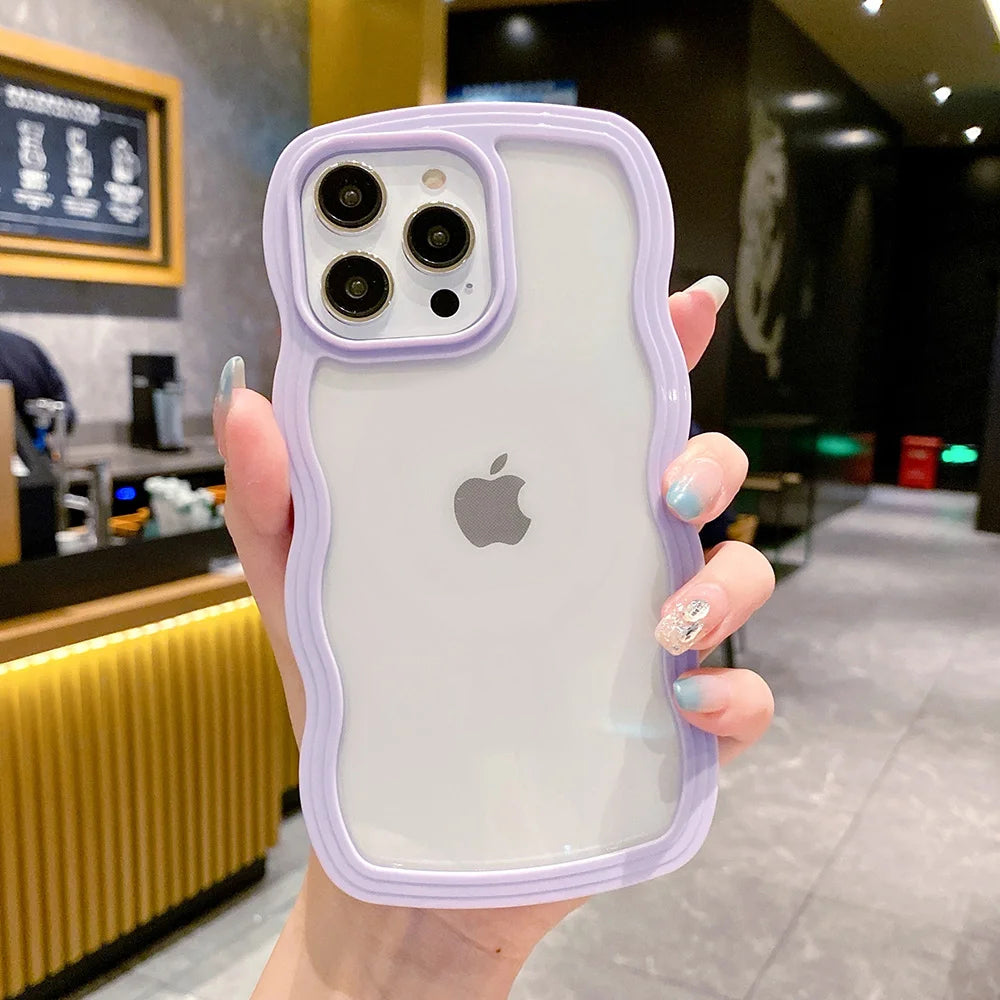 ZEROTO ZR021 Back Case Cover | Wavy Border Transparent | Slim Fit | Camera Protection | Shockproof TPU Case