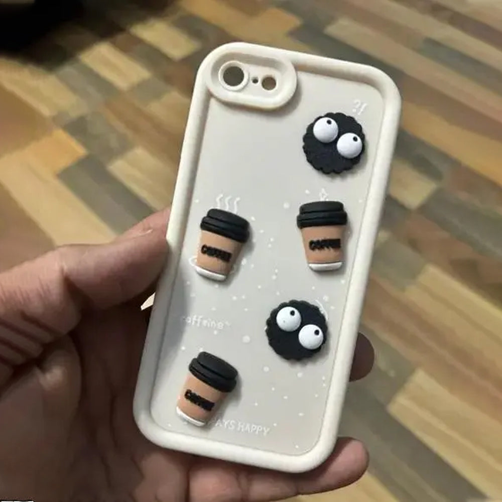 ZEROTO Cute Design 3D Cartoon Coffee Case Cover For iPhone 7 8 X XR 11 12 13 14 15 16 Pro Plus Max